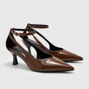 Burgundy Brown Patent Adjustable-Strapped