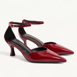 Closed-toe High Heel Sandals-Red Patent