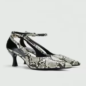 Closed-toe High Heel Sandals-Snakeskin Texture