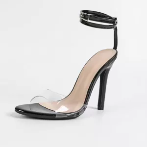 Open-toe High Heel Sandals-Black Clear Upper