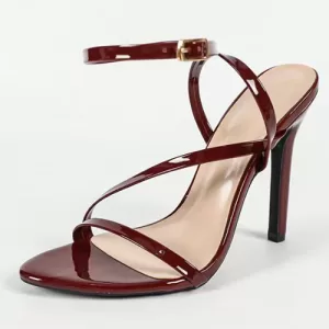 Open-toe High Heel Sandals-Burgundy Simple Design
