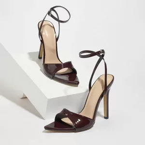 Open-toe High Heel Sandals-Rust